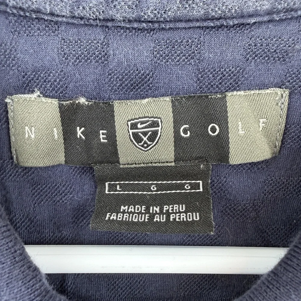 VTG Nike Golf Polo Shirt Mens Large Blue Check 100% Cotton Knit HO-COF Top